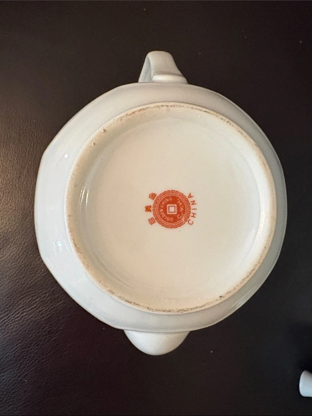 Golden China C. V. H. Classic White Porcelain Teapot with Pink Floral Accent